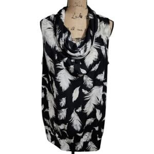 Lane Bryant black and white tropical cowl neck Sleeveless tunic plus sz 14 16 1X